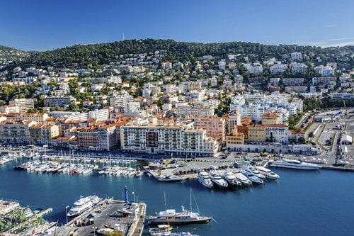 Vista aérea del puerto de Niza. 